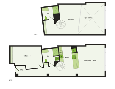 Floor plan for 2 beds, 2 baths, 924 sqft